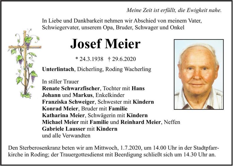 Traueranzeige Josef Meier