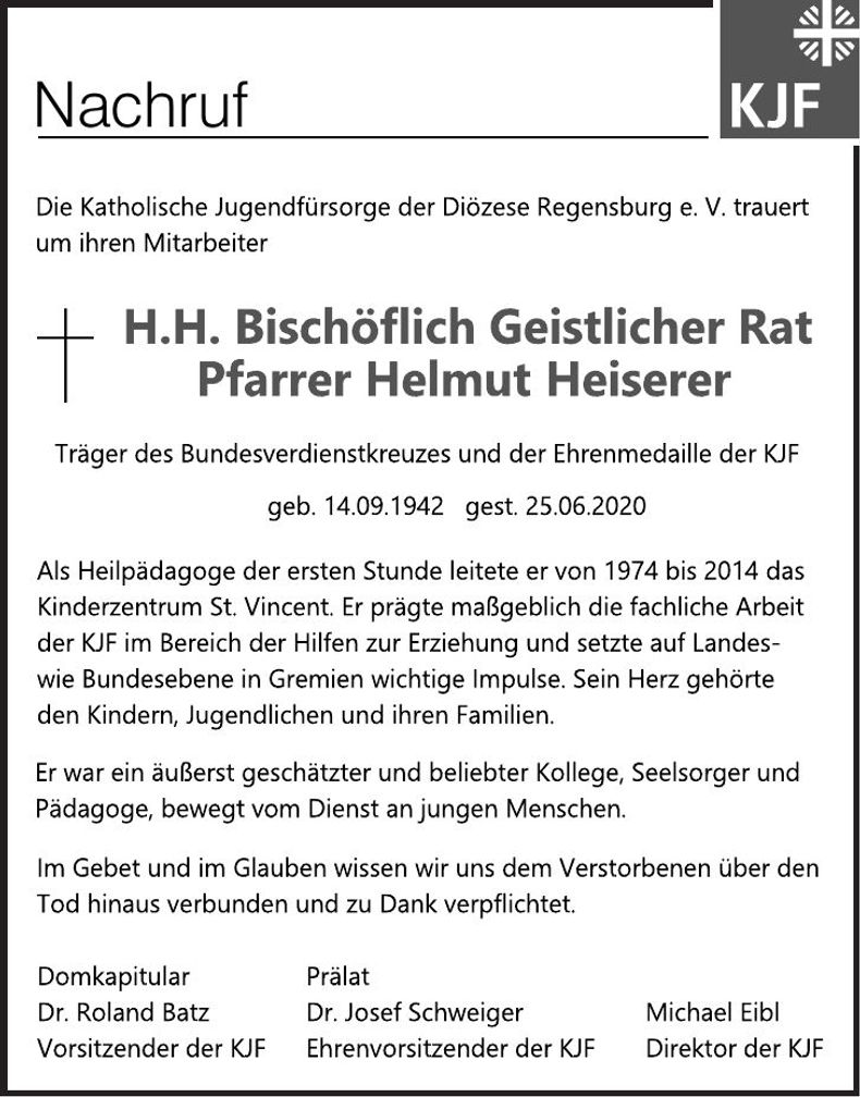 Traueranzeige Helmut Heiserer