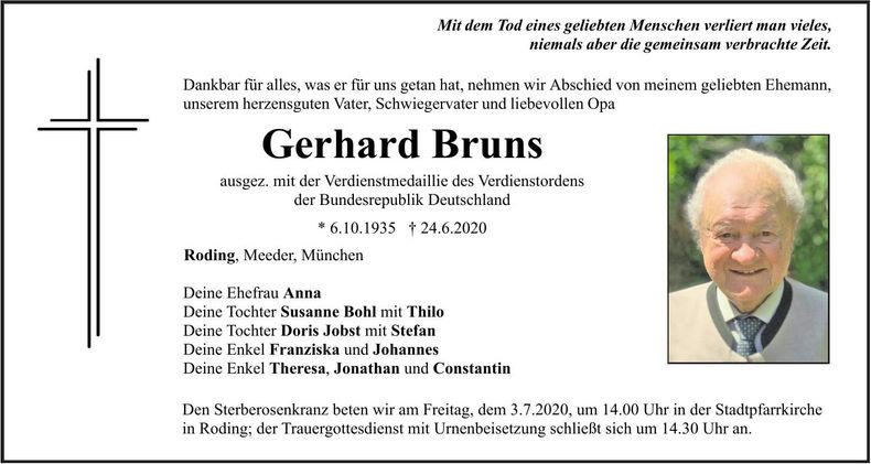 Traueranzeige Gerhard Bruns