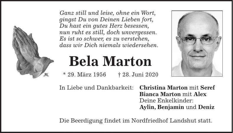 Traueranzeige Bela Marton