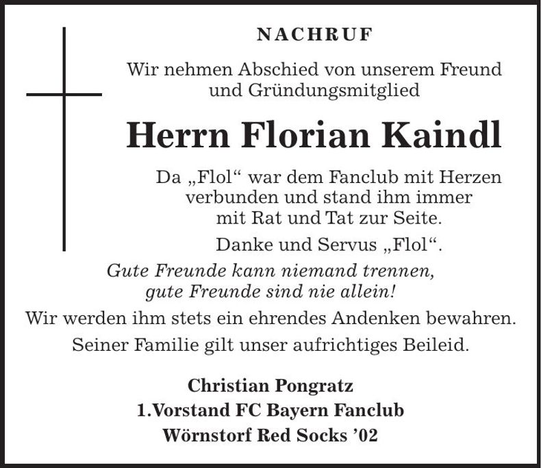 Traueranzeige Florian Kaindl