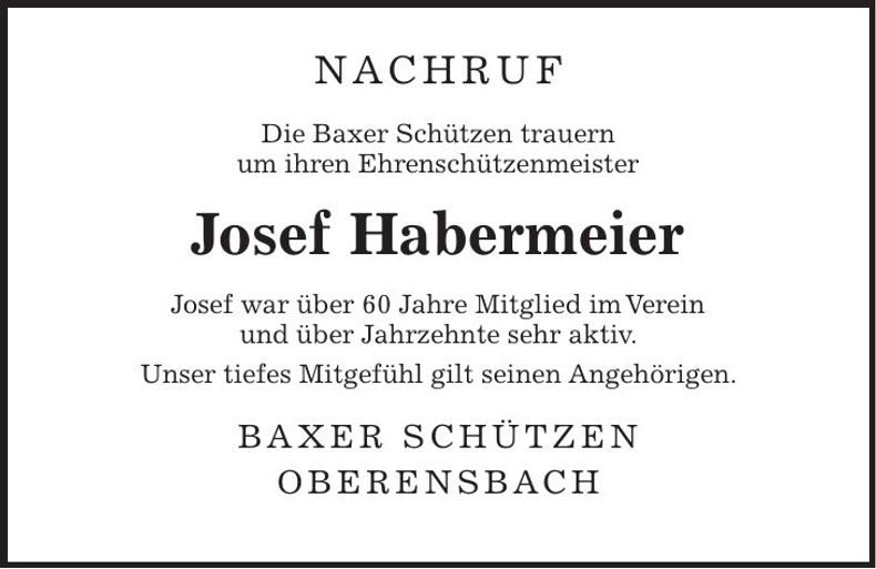 Traueranzeige Josef Habermeier