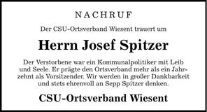 Traueranzeige Josef Spitzer