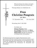 Traueranzeige Christine Pongratz