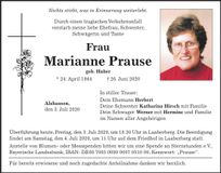 Traueranzeige Marianne Prause