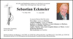 Traueranzeige Sebastian Eckmeier