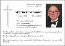 Traueranzeige Werner Schmidt