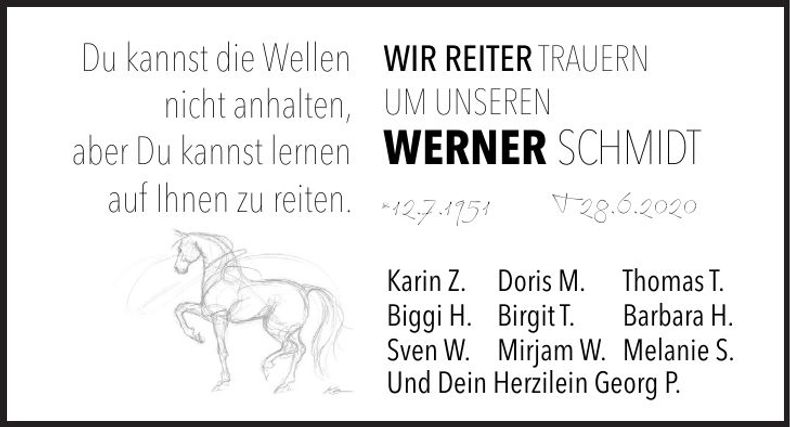 Traueranzeige Werner Schmidt