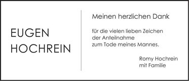 Traueranzeige Eugen Hochrein