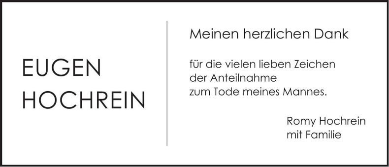 Traueranzeige Eugen Hochrein