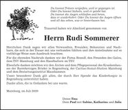 Traueranzeige Rudi Sommerer