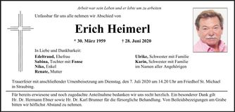 Traueranzeige Erich Heimerl