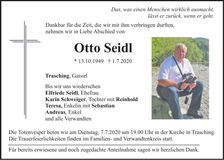Traueranzeige Otto Seidl