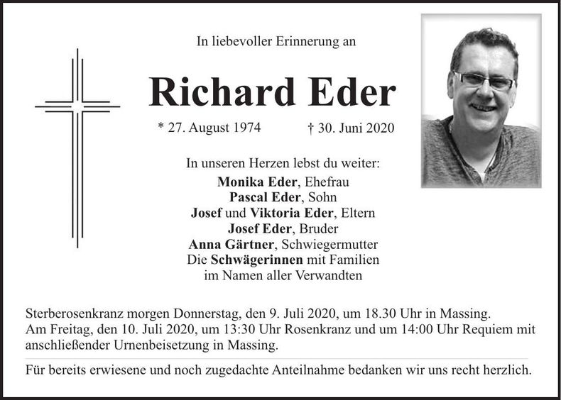 Traueranzeige Richard Eder