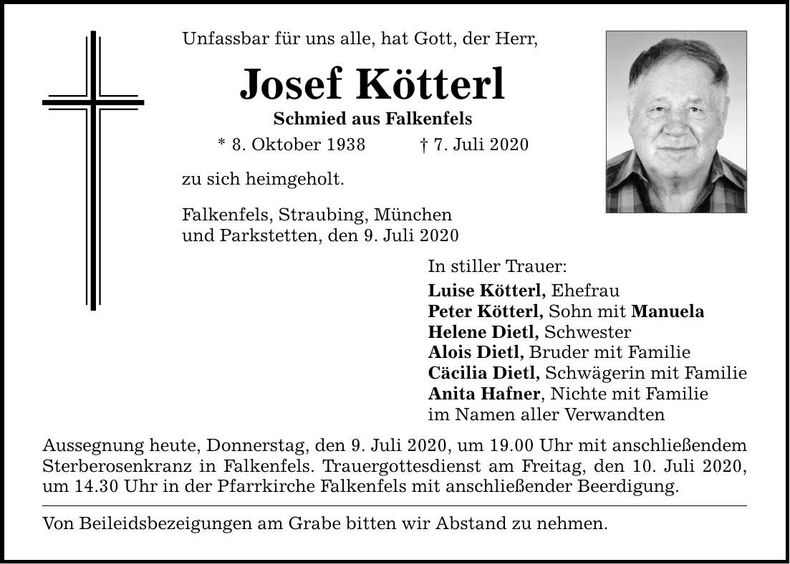 Traueranzeige Josef Kötterl
