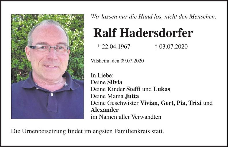 Traueranzeige Ralf Hadersdorfer