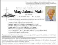 Traueranzeige Magdalena Muhr