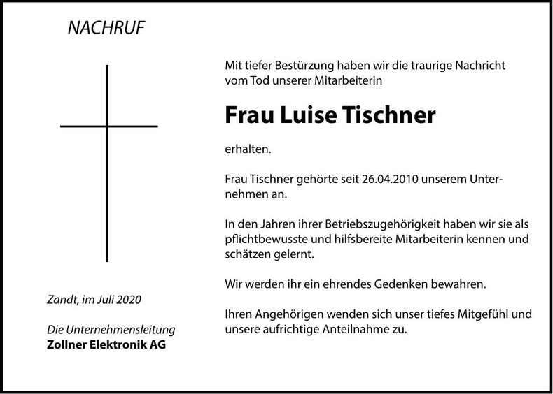 Traueranzeige Luise Tischner