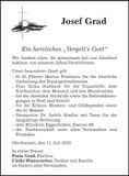 Traueranzeige Josef Grad