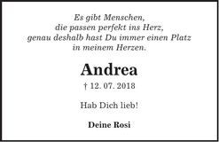 Traueranzeige Andrea Barth