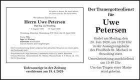 Traueranzeige Uwe Petersen