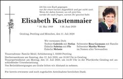 Traueranzeige Elisabeth Kastenmaier