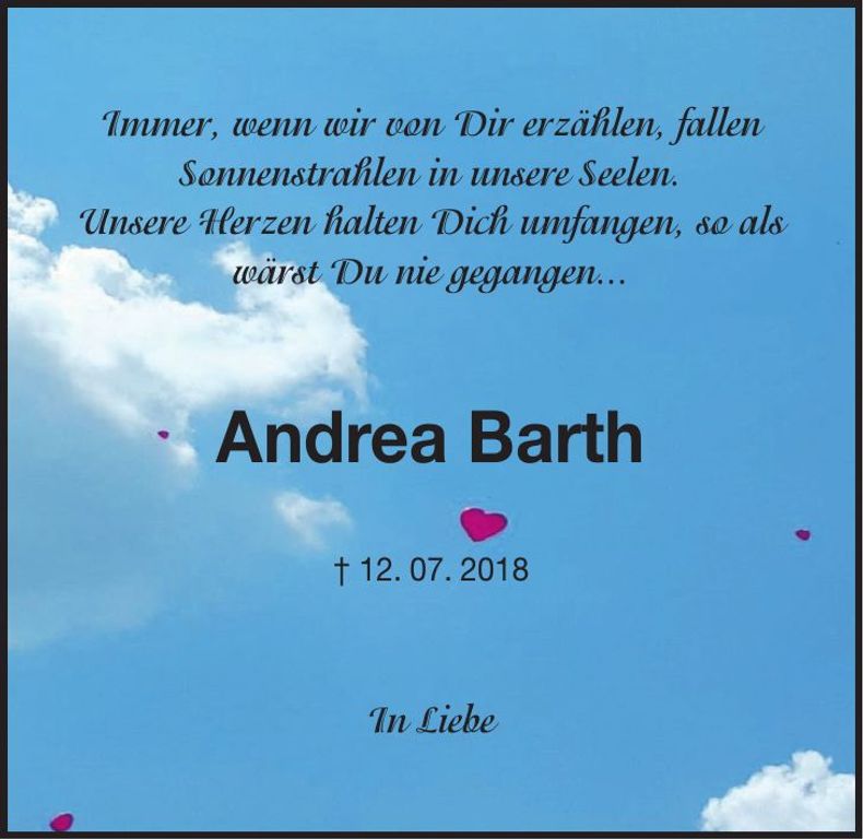 Traueranzeige Andrea Barth