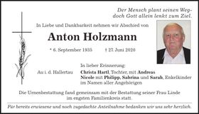 Traueranzeige Anton Holzmann
