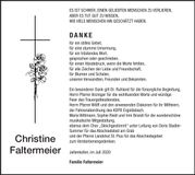Traueranzeige Christine Faltermeier