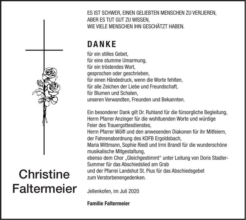 Traueranzeige Christine Faltermeier