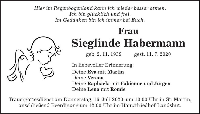 Traueranzeige Sieglinde Habermann