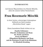 Traueranzeige Rosmarie Möschk