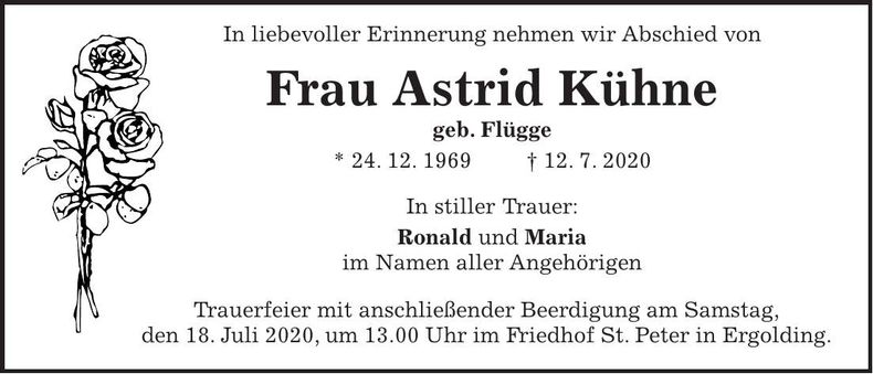 Traueranzeige Astrid Kühne