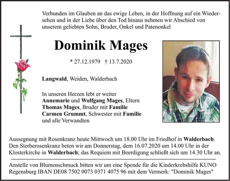 Traueranzeige Dominik Mages