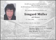 Traueranzeige Irmgard Müller