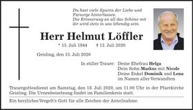 Traueranzeige Helmut Löffler