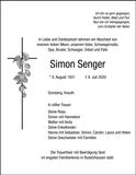 Traueranzeige Simon Senger