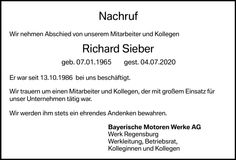 Traueranzeige Richard Sieber