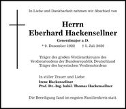 Traueranzeige Eberhard Hackensellner
