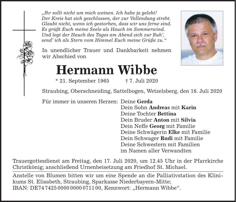 Traueranzeige Hermann Wibbe