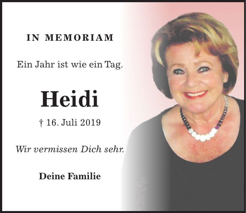 Traueranzeige Heidi Kretschman