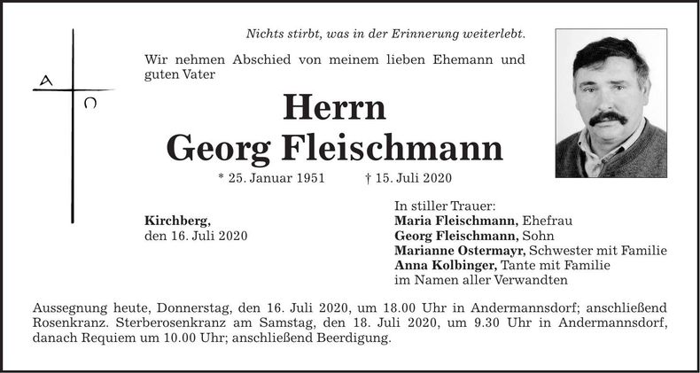 Traueranzeige Georg Fleischmann