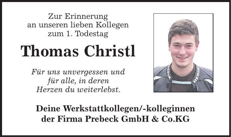 Traueranzeige Thomas Christl