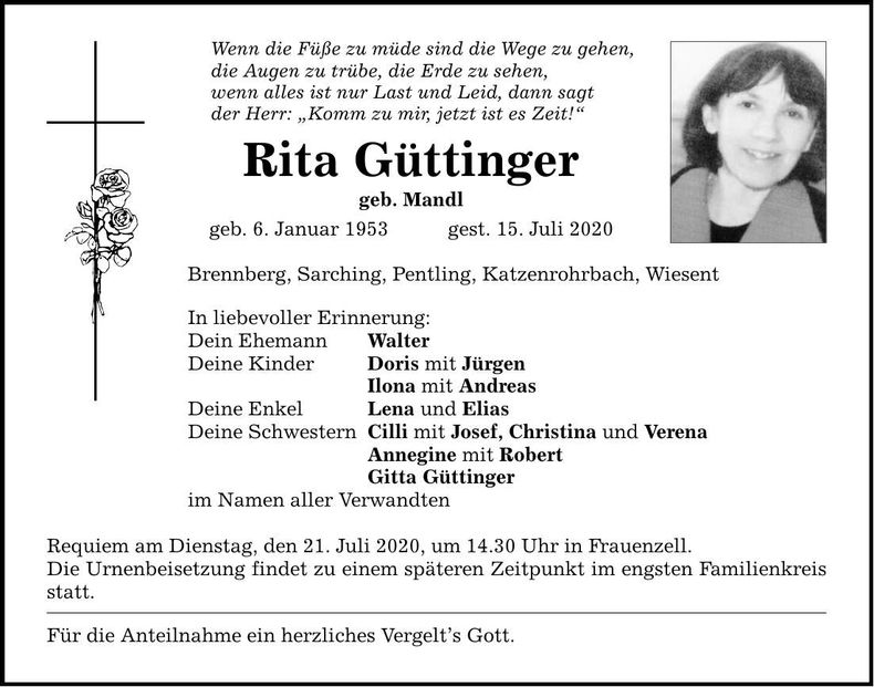 Traueranzeige Rita Güttinger