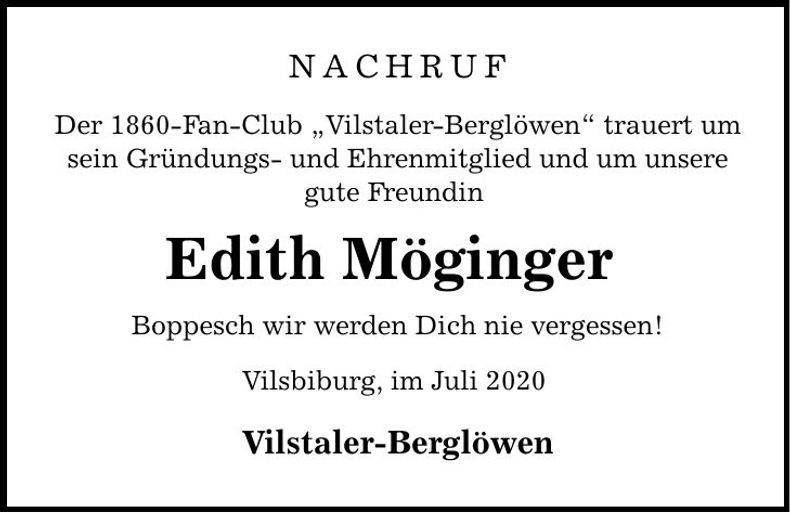 Traueranzeige Edith Möginger