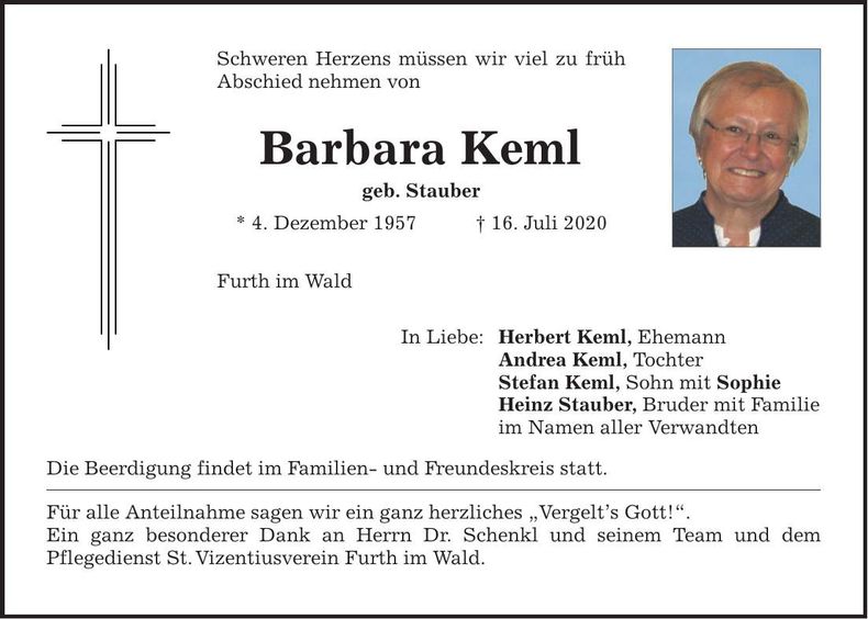 Traueranzeige Barbara Keml