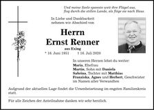Traueranzeige Ernst Renner