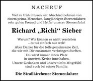 Traueranzeige Richard Sieber