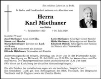 Traueranzeige Karl Miethaner