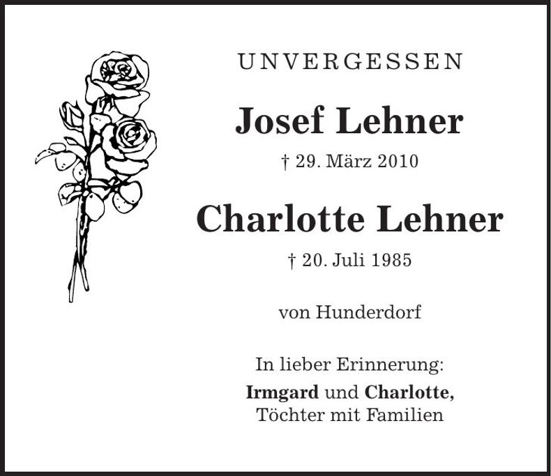 Traueranzeige Josef Lehner